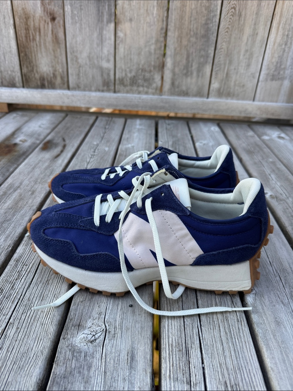 New Balance Navy and Pink 327 Runner Sneakers for Women